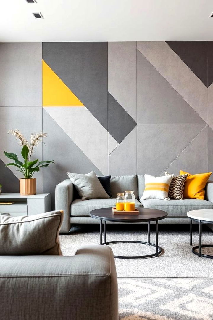 Geometric Patterns in Grey and Yellow for Living Rooms - 22 Grey and Yellow Living Room Ideas