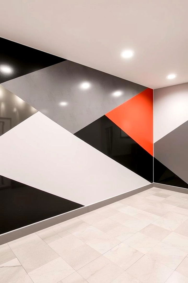 Geometric Patterns - 22 Basement Accent Wall Ideas