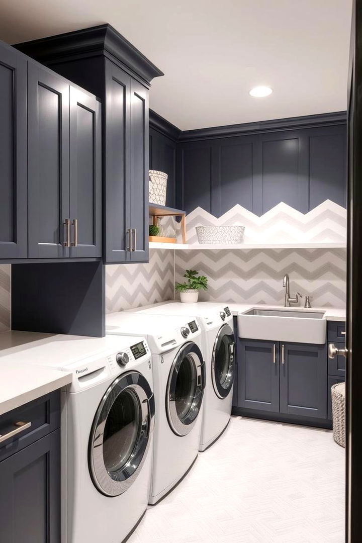 Geometric Precision - 22 Laundry Room Paint Ideas