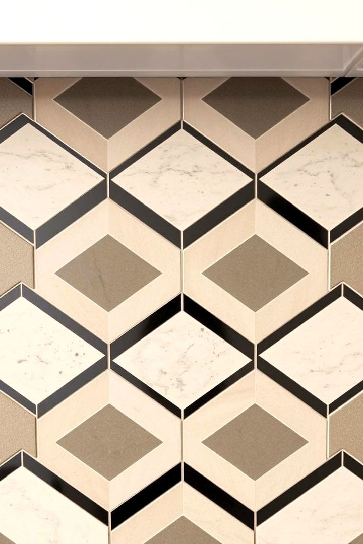 Geometric Precision Patterns - 22 Bathroom Backsplash Ideas