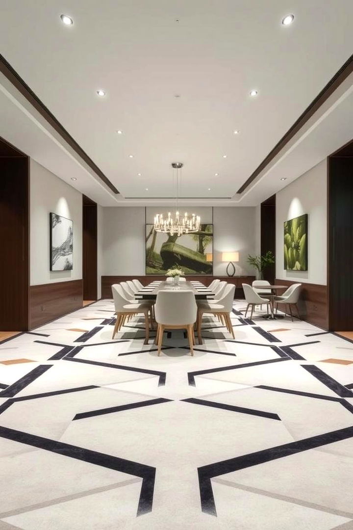 Geometric Precision - 22 Carpeted Dining Room Ideas