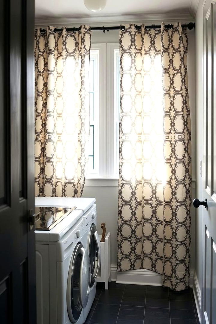Geometric Print Innovations - 22 Laundry Room Curtain Ideas