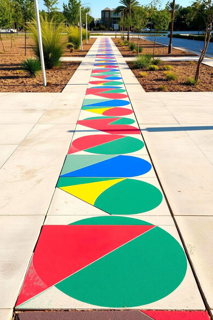 Geometric Shapes - 22 Concrete Walkway Painting Ideas