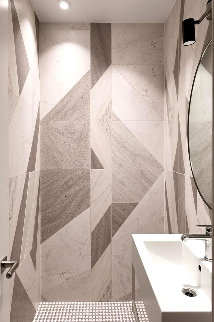 Geometric Shapes and Pattern Play - 22 Eclectic Powder Room Ideas