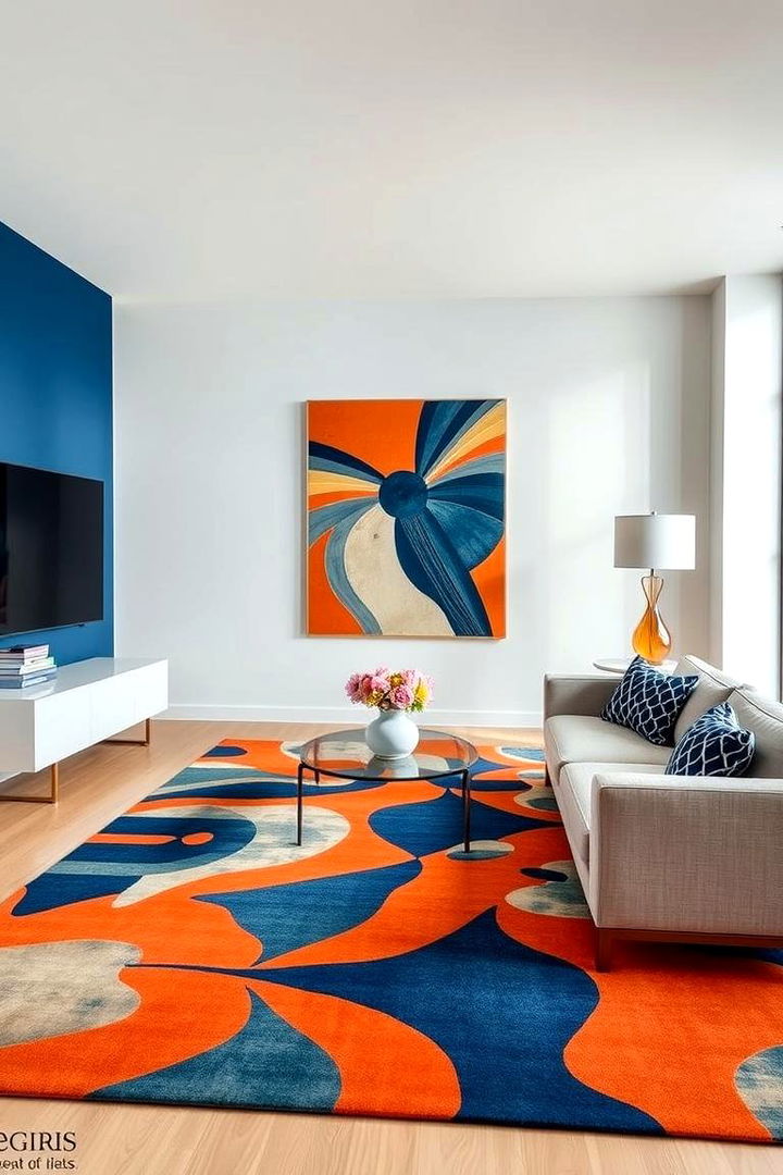Geometric Statement Designs - 22 orange and blue living room ideas