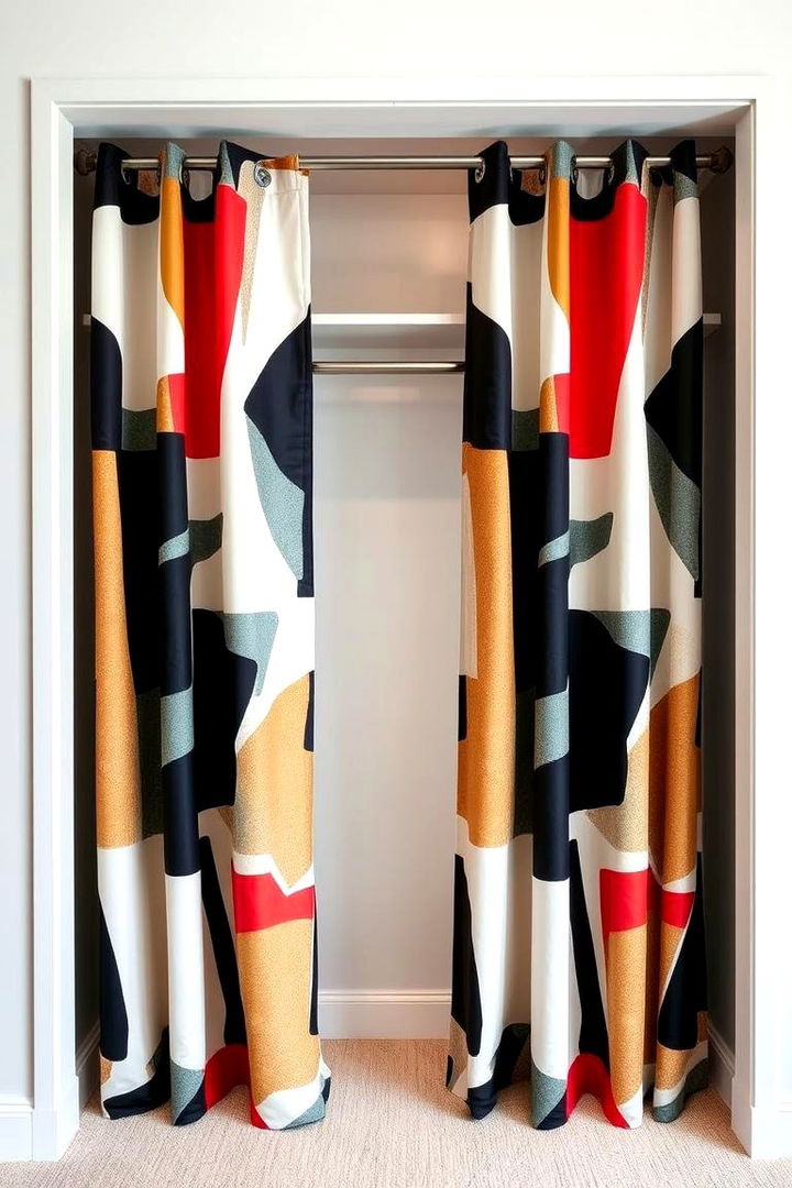 Geometric Statement Fabric - 22 closet curtain ideas