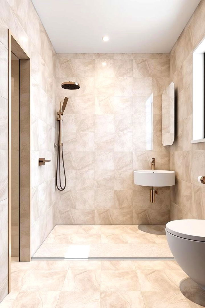 Geometric Style Touches - 22 Beige and White Bathroom Ideas