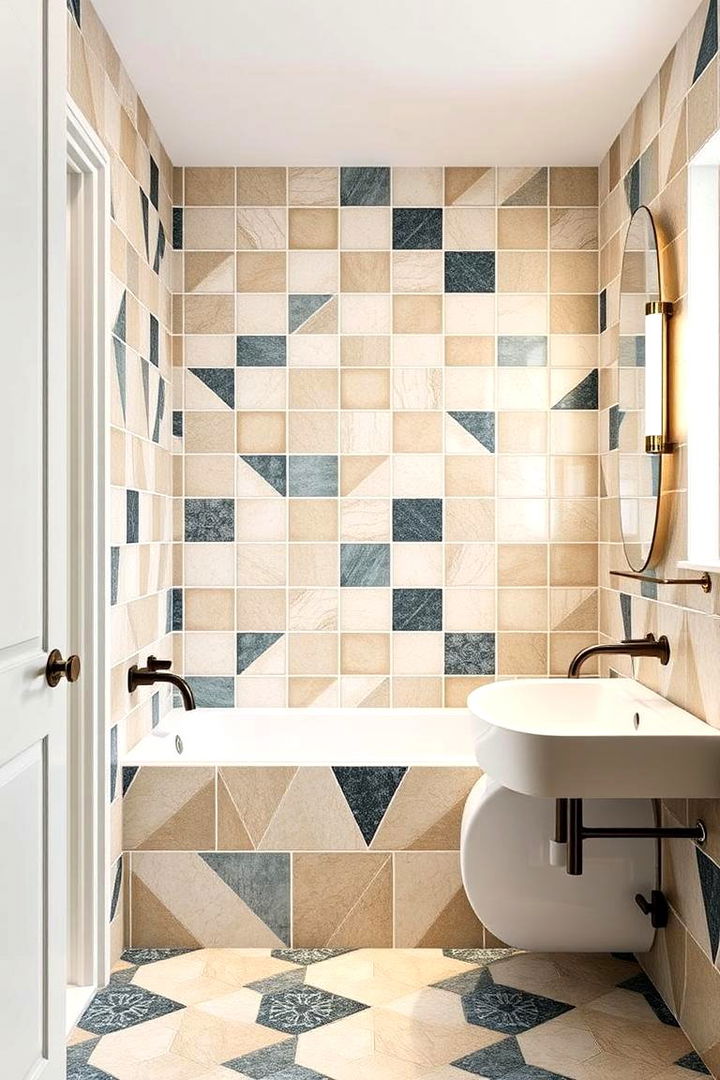 Geometric Tile Patterns - 22 Mid-century Modern Bathroom Ideas