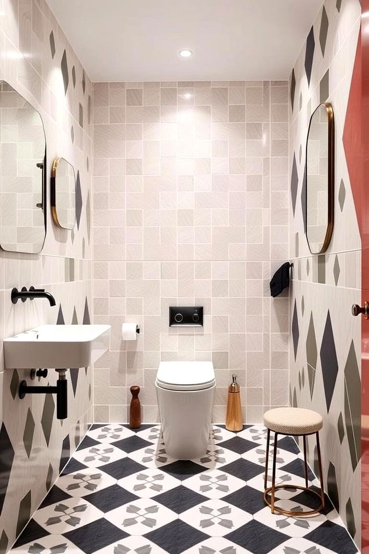 Geometric Tile Patterns - 22 Modern Bathroom Decor Ideas