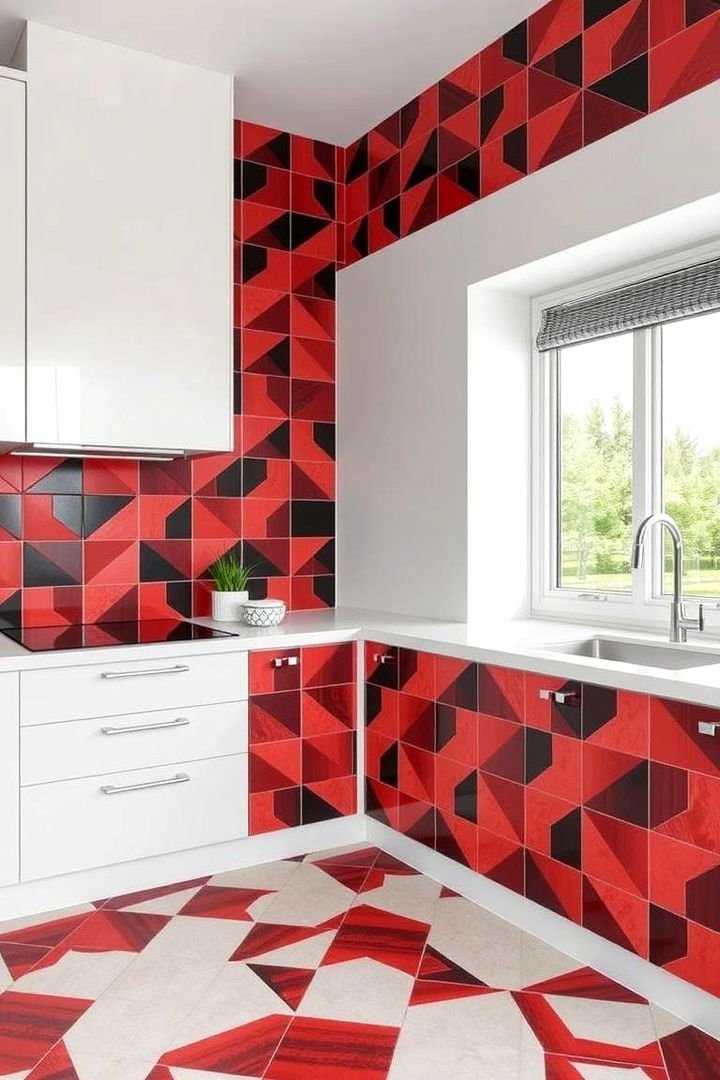 Geometric Tile Patterns - 22 red and black kitchen ideas