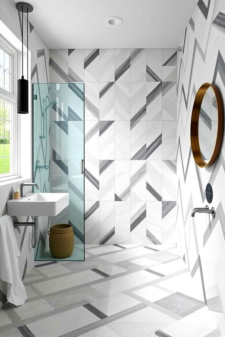 Geometric Tile Trends - 22 Aesthetic Bathroom Ideas