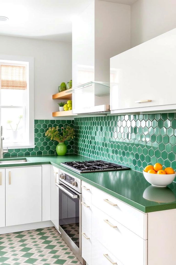 Geometric Tiled Green Countertop Designs - 22 Kitchen With Green Countertops Ideas