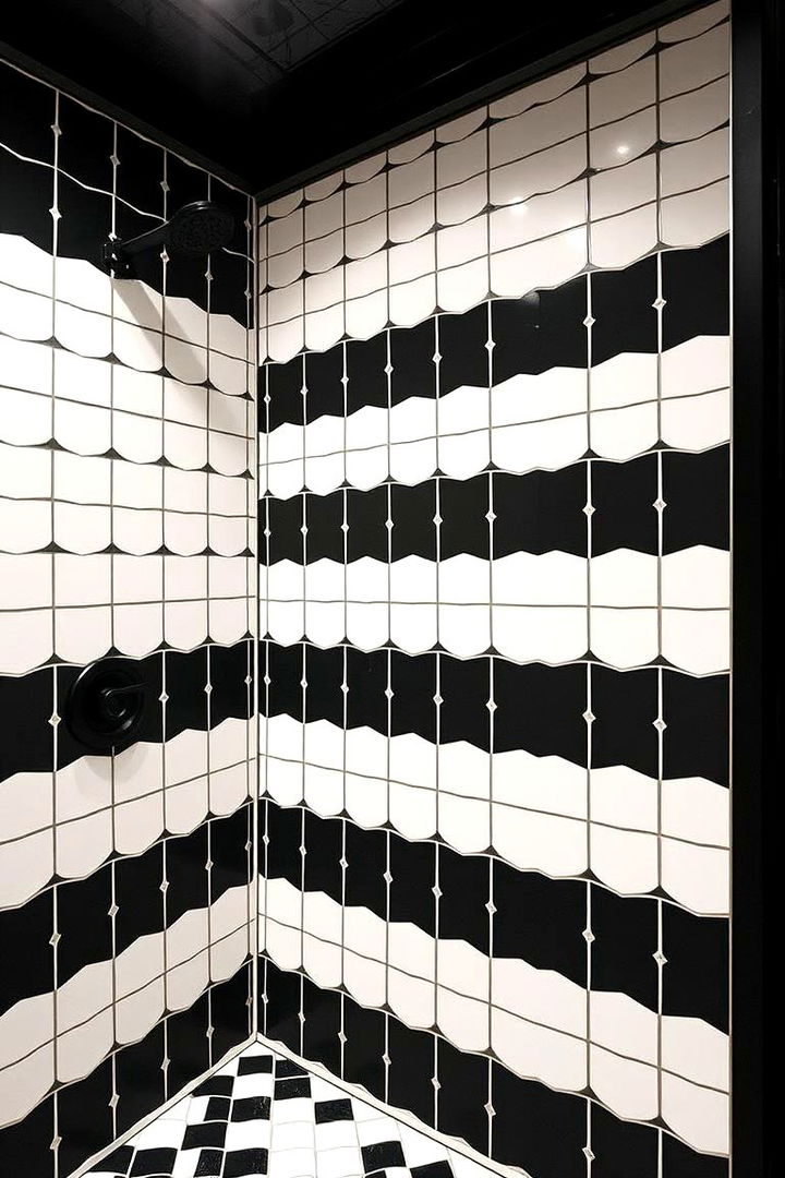 Geometric Tiled Patterns for Unique Flair - 22 Industrial Bathroom Ideas