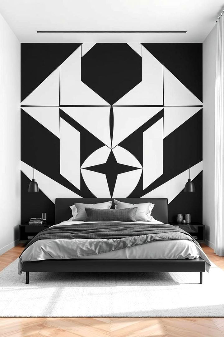 Geometric Wall Patterns - 22 No Headboard Ideas