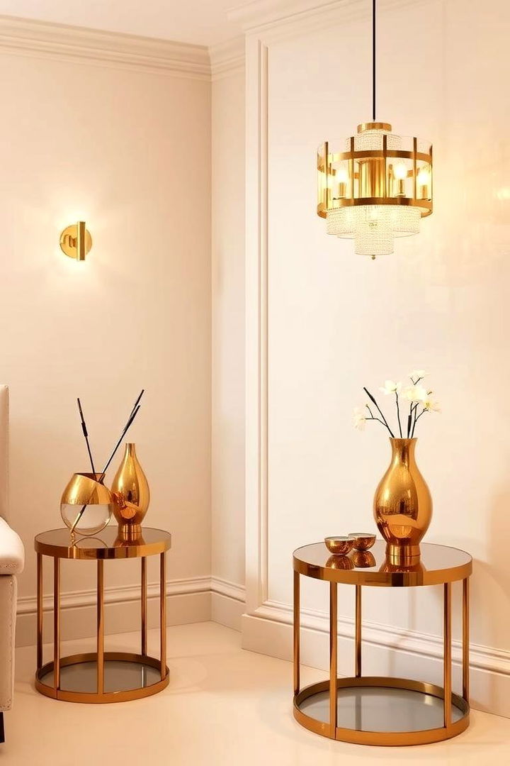 Gilded Accents Integrating Gold Details - 22 Cream and Gold Living Room Ideas