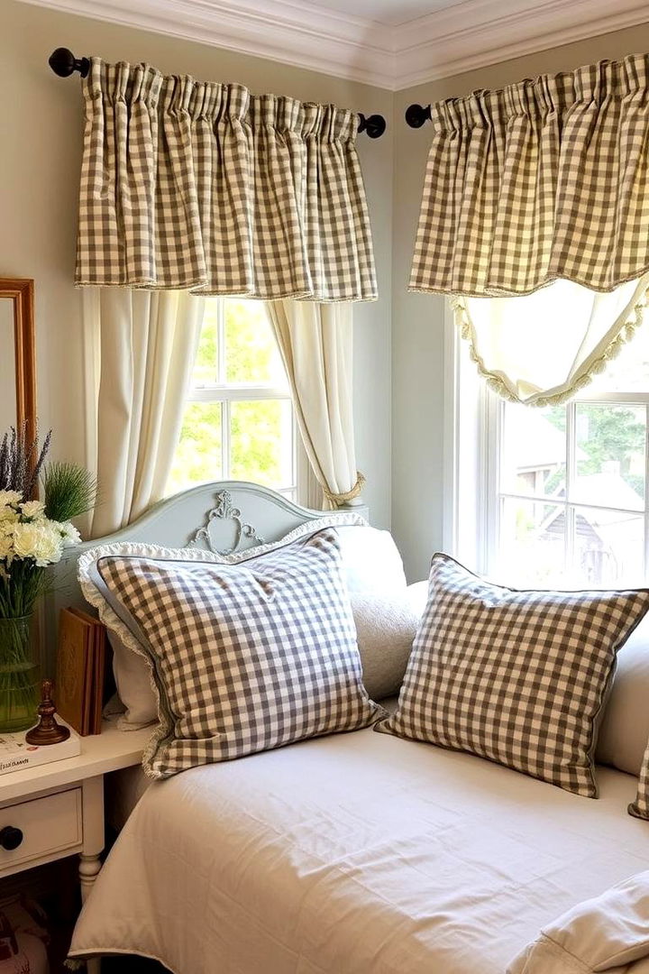Gingham Accent Accessories - 22 Grandmillennial Style Bedroom Ideas