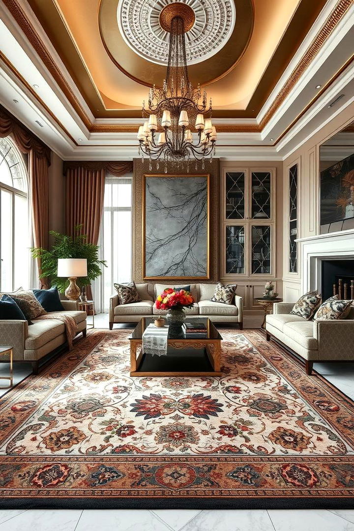 Glamorous Area Rugs - 22 Glam Living Room Ideas