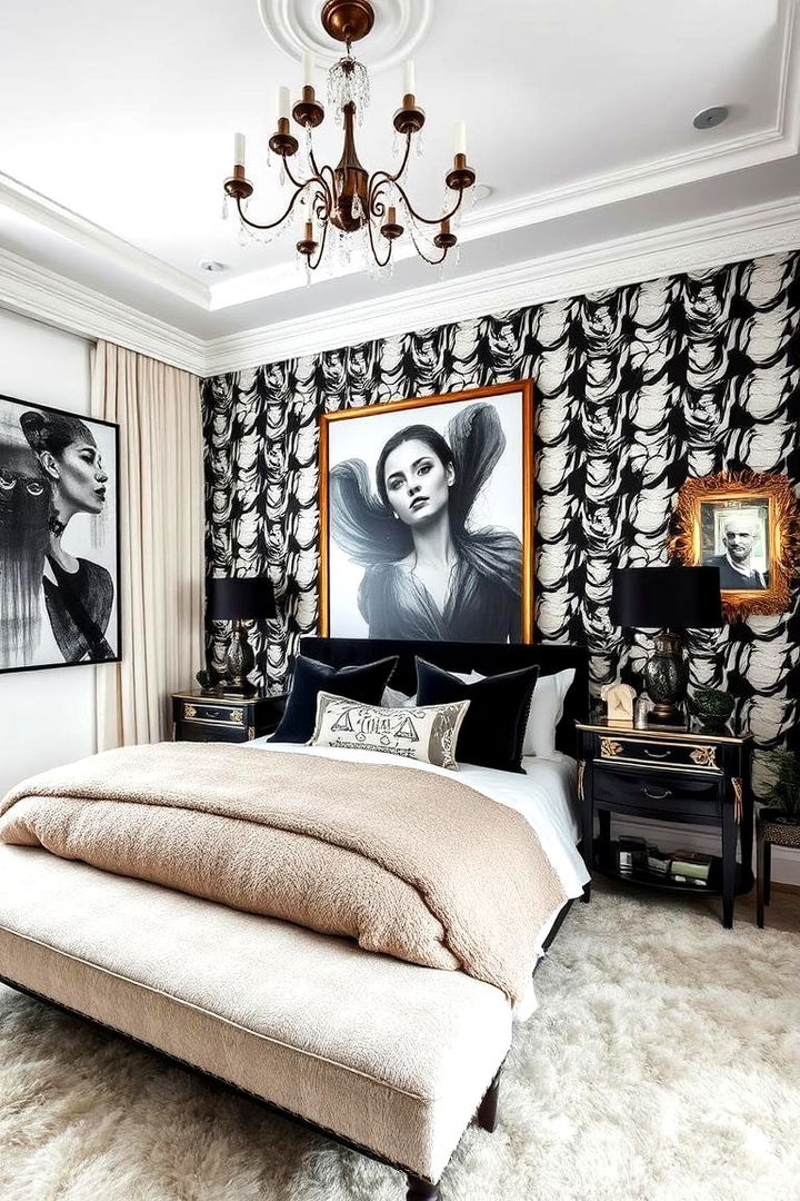 Glamorous Black and White Patterns - 22 Black and White Bedroom Ideas