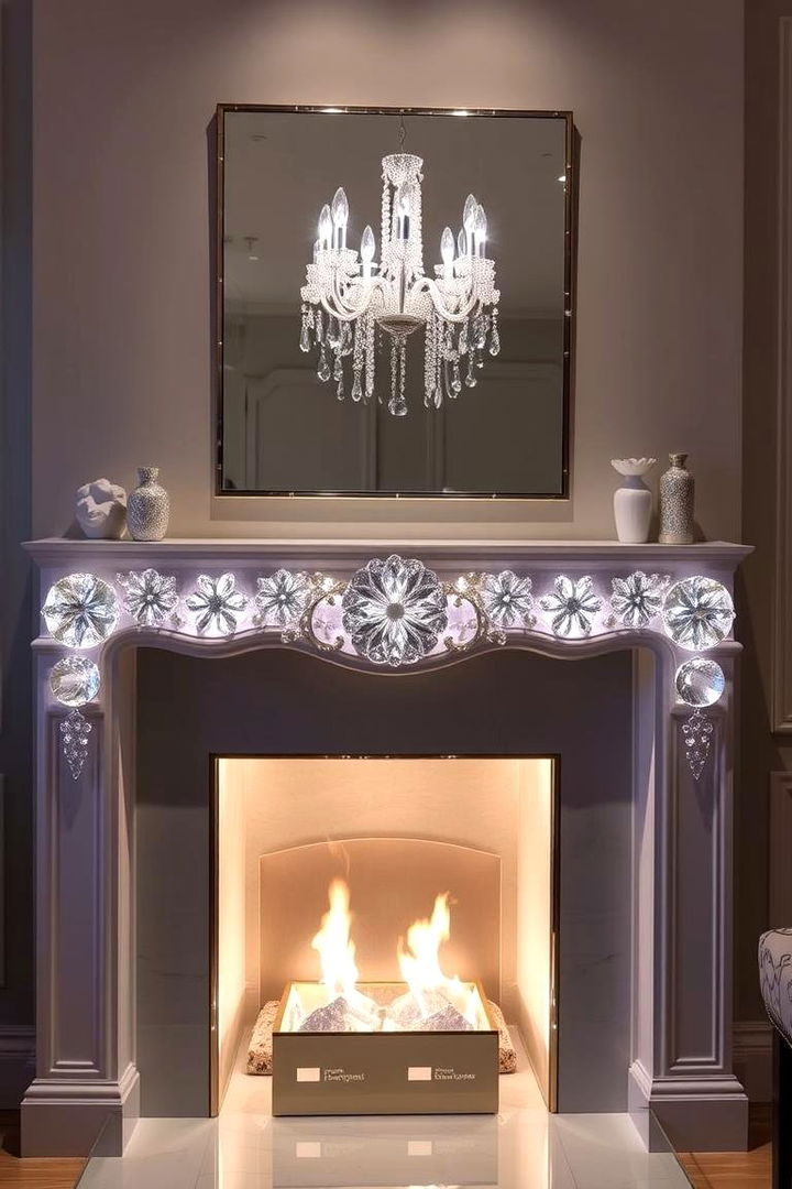 Glamorous Crystal Accents - 22 Spring Mantel Decor Ideas