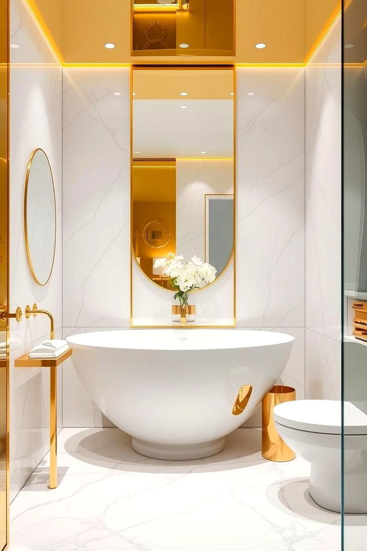 Glamorous Finishes with Modern Twist - 22 White and Gold Bathroom Ideas