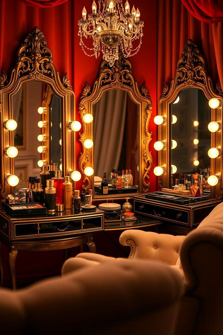 Glamorous Hollywood Inspired Setup - 22 Makeup Room Ideas