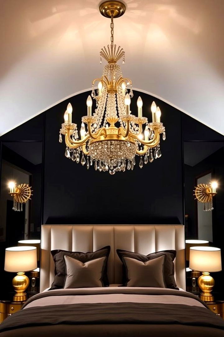 Glamorous Lighting Designs - 22 Black and Gold Bedroom Ideas