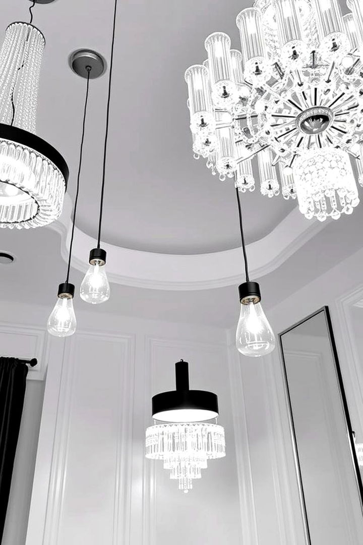 Glamorous Lighting Fixtures - 22 Feminine Black and White Bedroom Ideas
