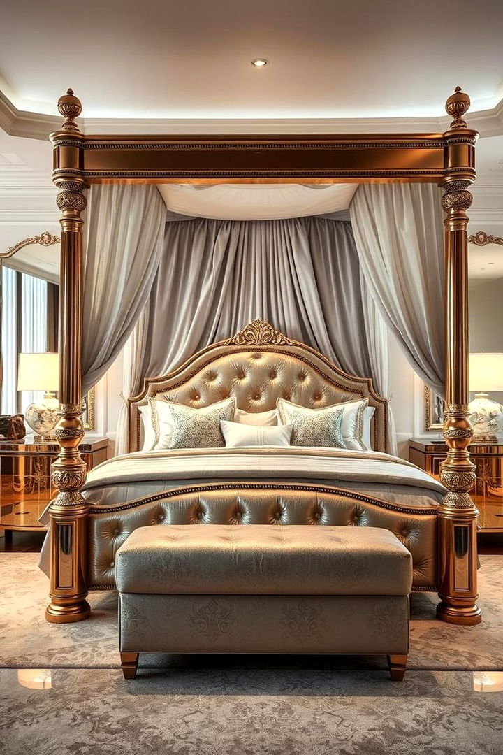 Glamorous Metallic Accents Canopy Bed - 22 Canopy Bed Ideas