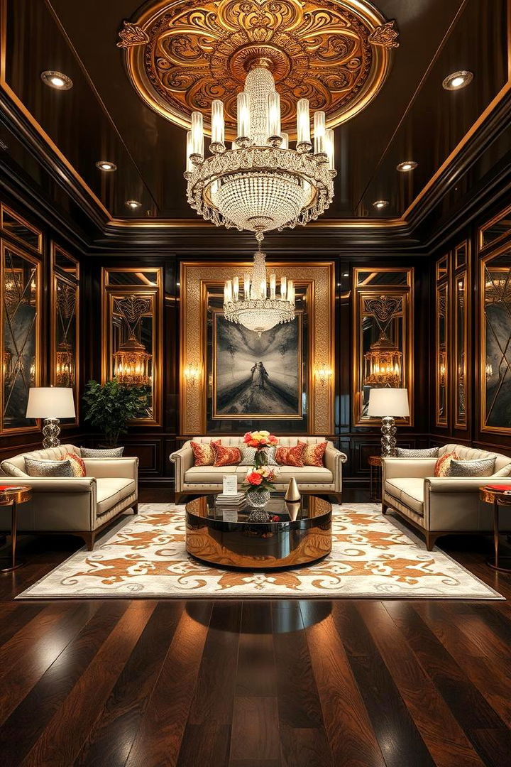 Glamorous Metallic Finishes - 22 Dark Brown Floor Living Room Ideas