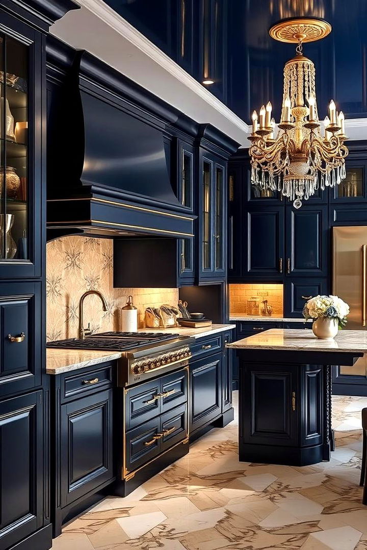 Glamorous Navy Blue Luxe - 22 Navy Blue Kitchen Cabinets Ideas