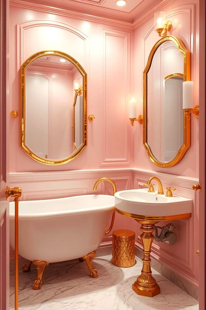 Glamorous Pink and Gold Accents - 22 Pink Bathroom Ideas