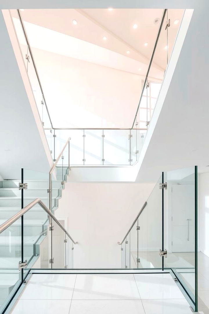 Glass Balustrade Staircase Sophistication - 22 Basement Stair Ideas