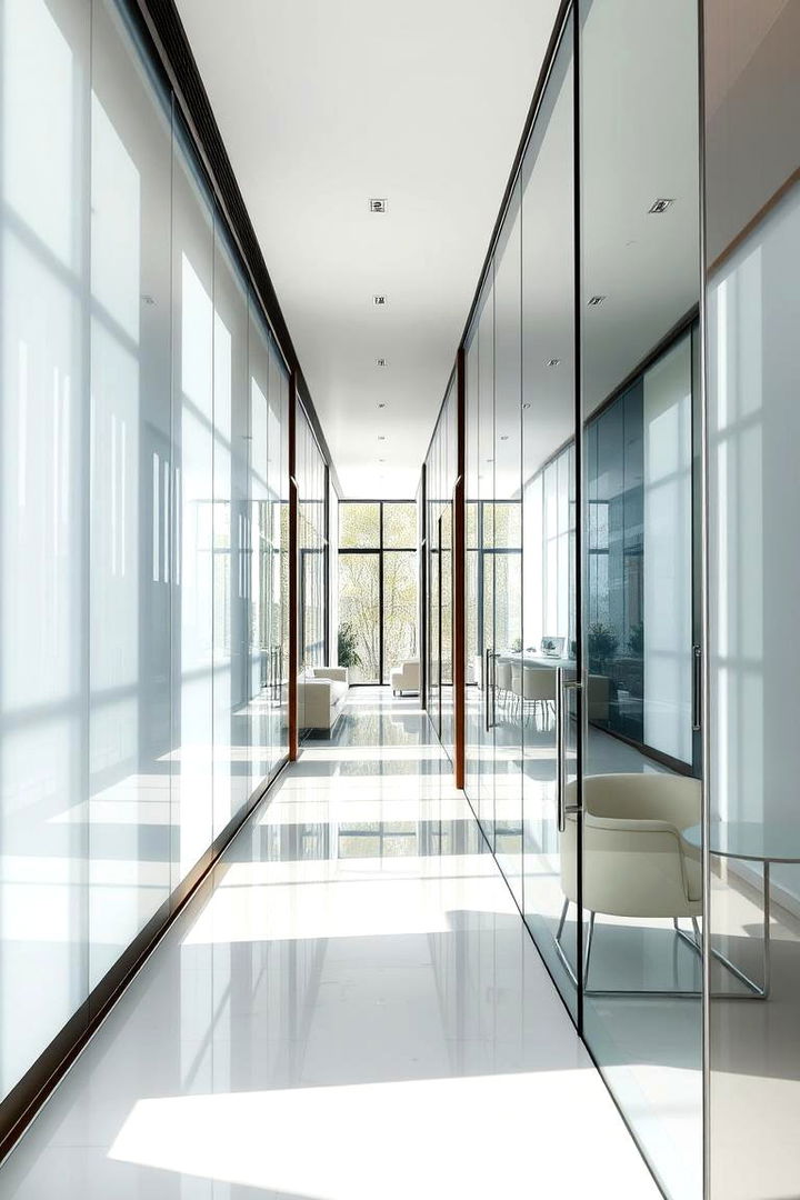 Glass Elements to Open Up the Area - 22 Narrow Hallway Ideas