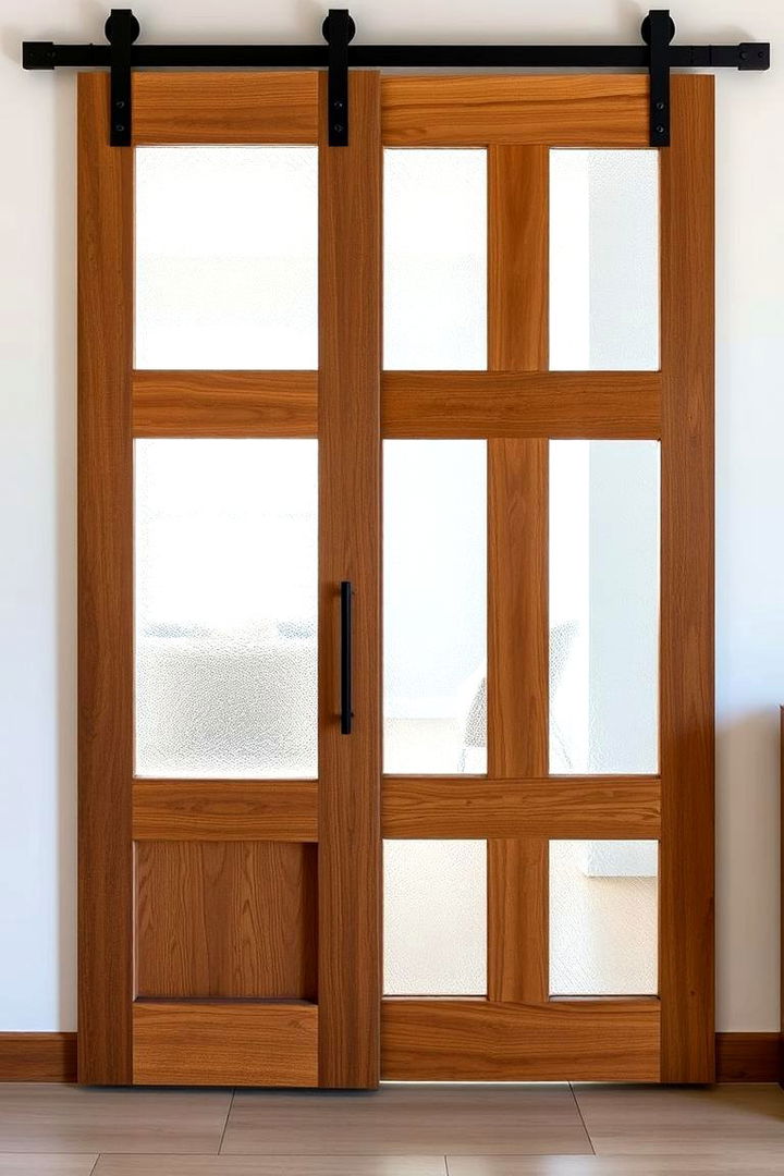 Glass Enhanced Sliding Barn Door - 22 Bathroom Barn Door Ideas