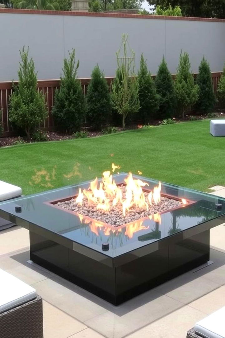 Glass Panel Elevated Square Fire Pit - 22 Square Fire Pit Ideas