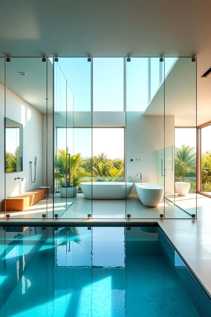 Glass Partition Creativity - 22 Pool Bathroom Ideas