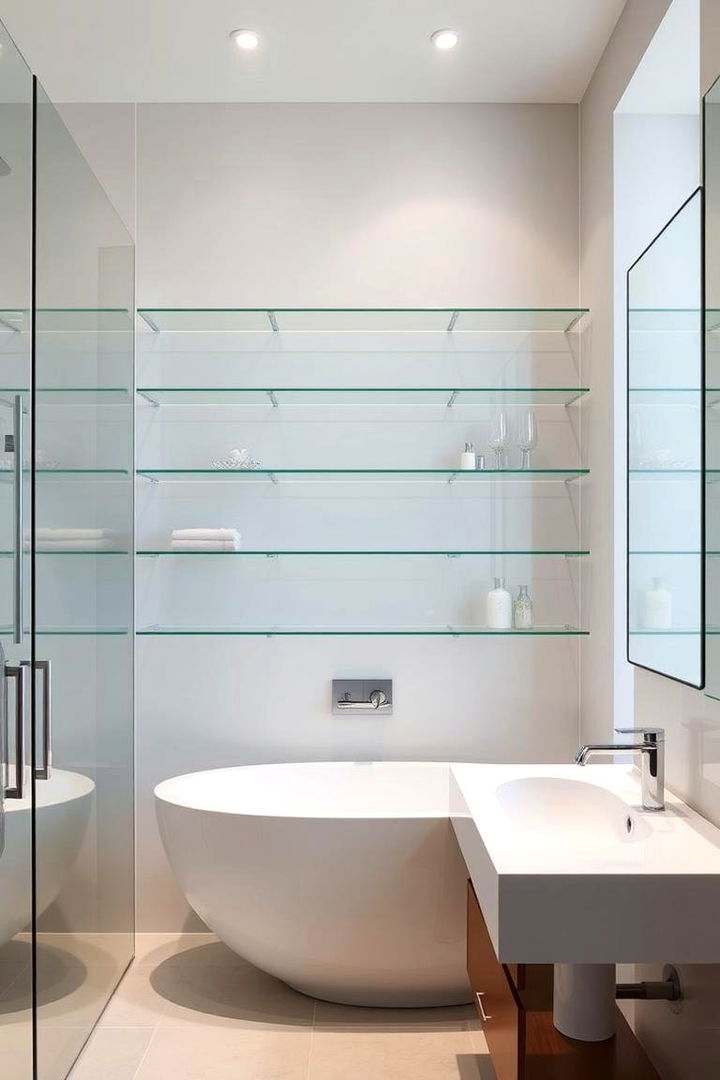 Glass Shelves for Transparent Elegance - 22 Small Bathroom Shelving Ideas