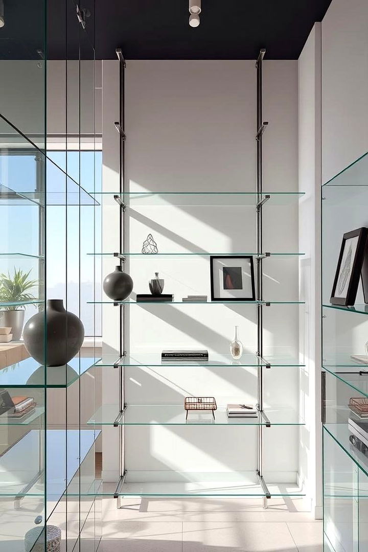 Glass Shelves for a Contemporary Vibe - 22 Bedroom Shelving Ideas