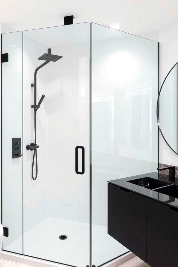 Glass Shower Doors - 22 Black and White Bathroom Ideas