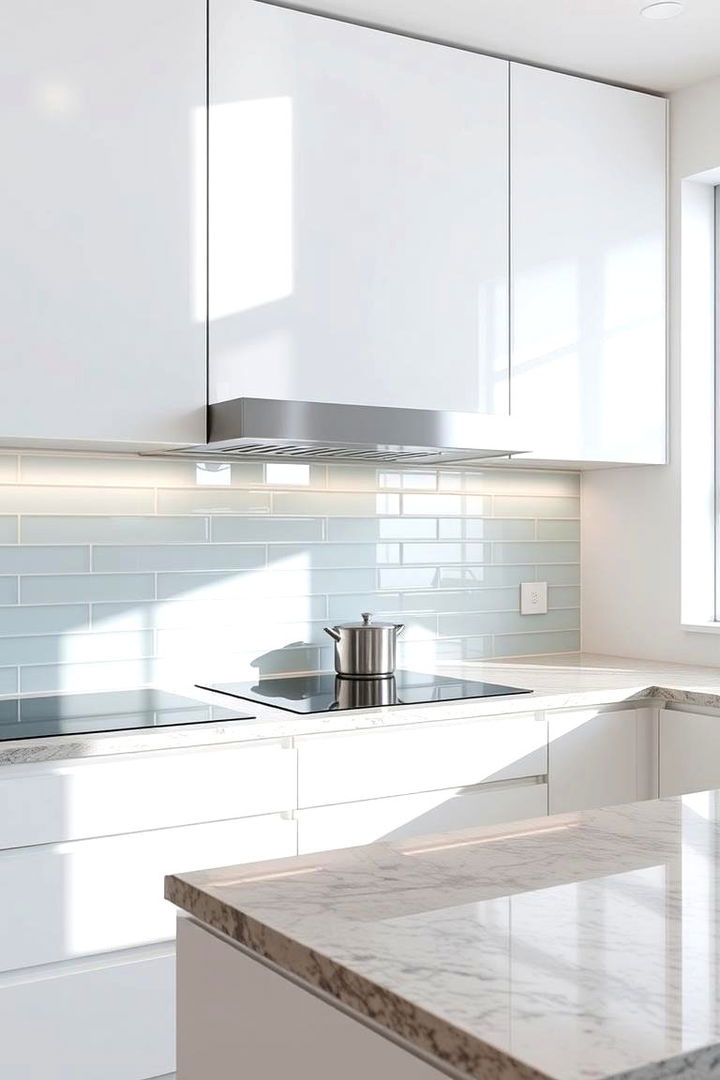 Glass Tile Elegance - 22 Backsplash Ideas for White Cabinets and Granite Countertops