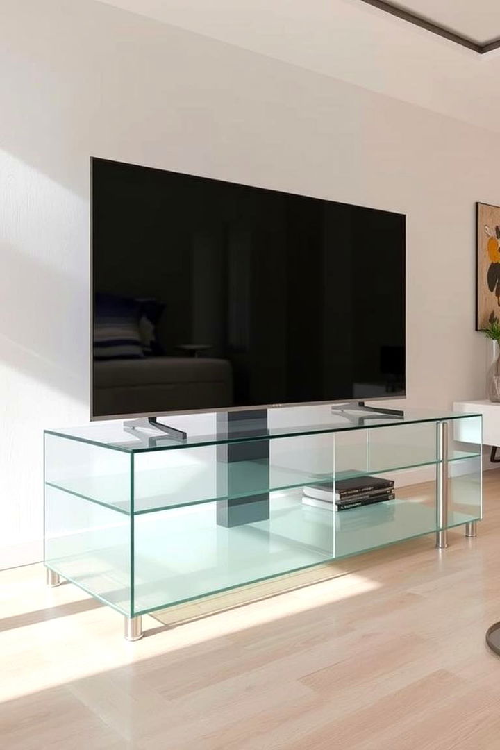 Glass and Metal Combination TV Stand - 22 Tv Stand Ideas