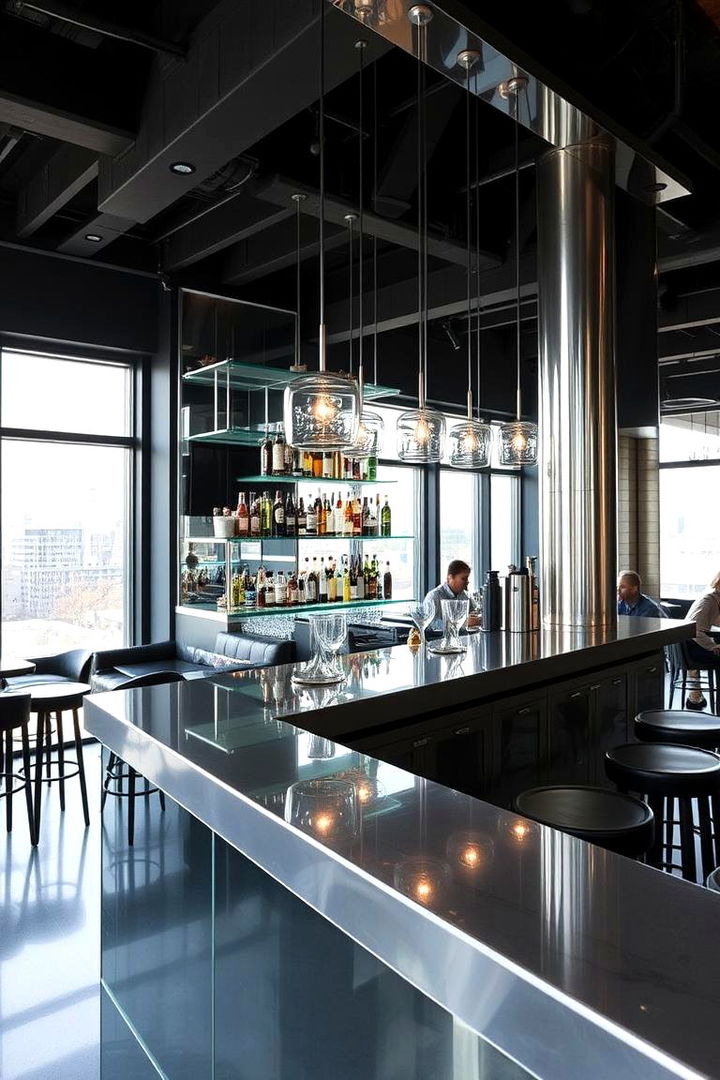 Glass and Steel Contemporary Bar - 22 Kitchen Bar Ideas