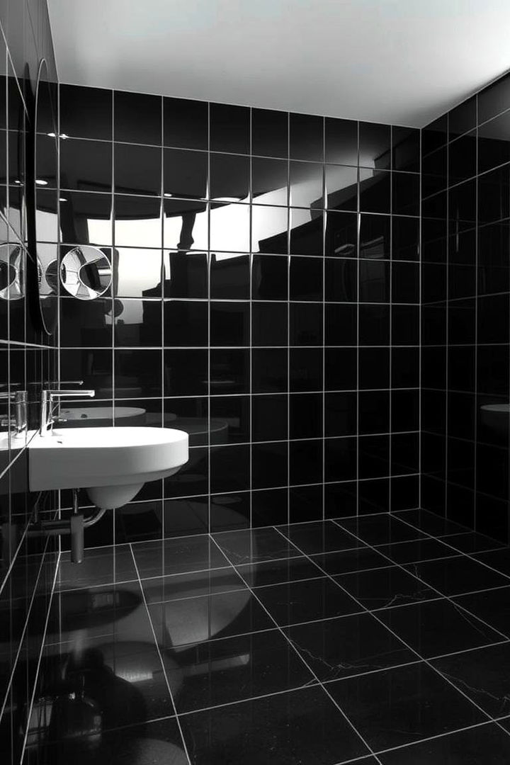 Glazed Black Ceramic Tiles - 22 Black Floor Bedroom Ideas
