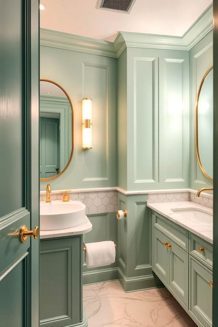 Gleaming Mint and Gold Touches - 22 Mint Green Bathroom Ideas