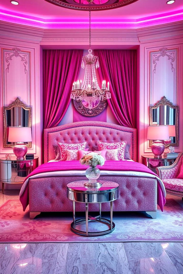 Glittering Pink Glam - 22 Hot Pink Bedroom Ideas