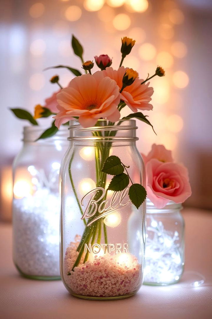 Glittery Mason Jar Arrangement - 22 Graduation Centerpiece Ideas