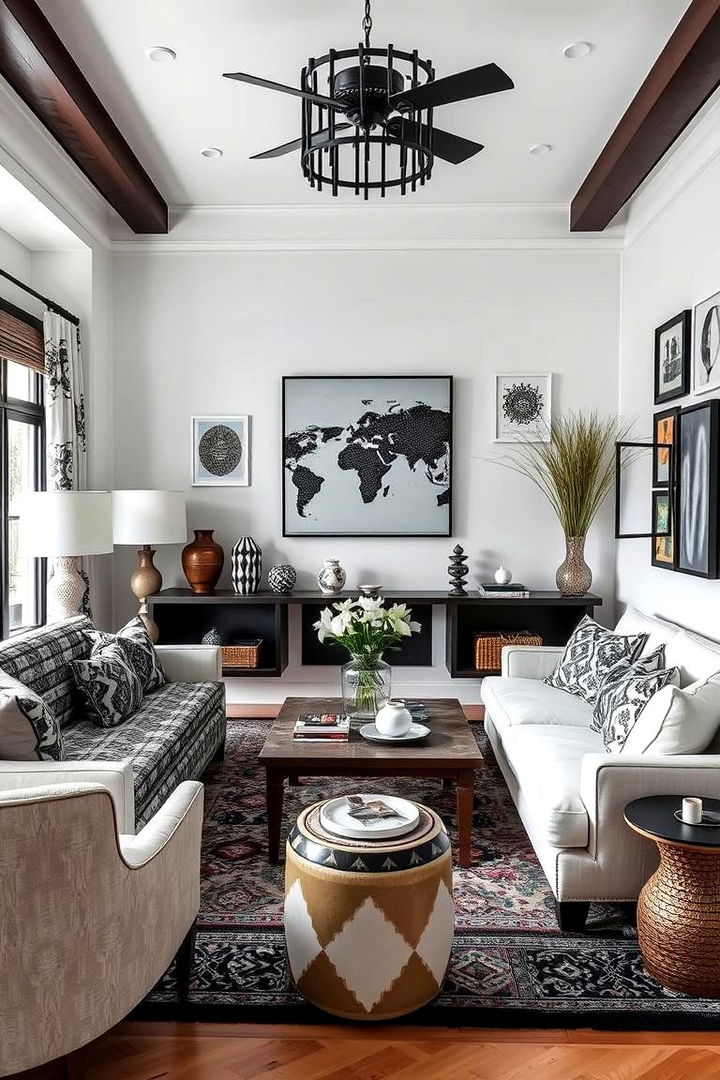 Global Bohemian Flair - 22 Black and White Boho Living Room Ideas