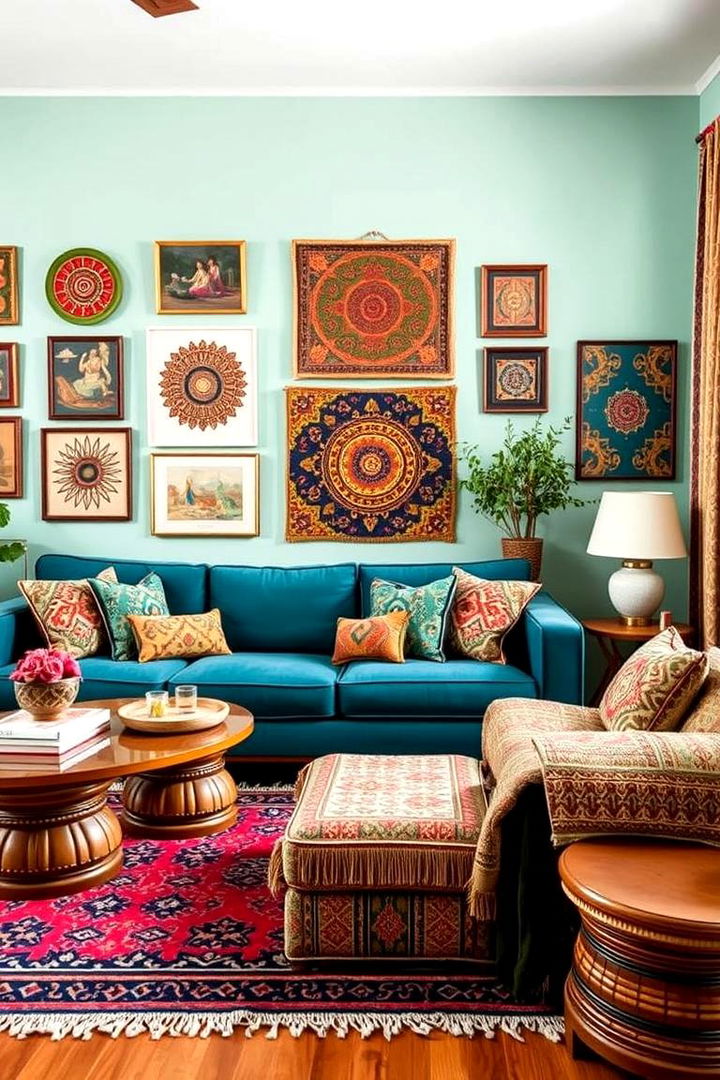 Global Cultural Mix - 22 Teal Couch Living Room Ideas