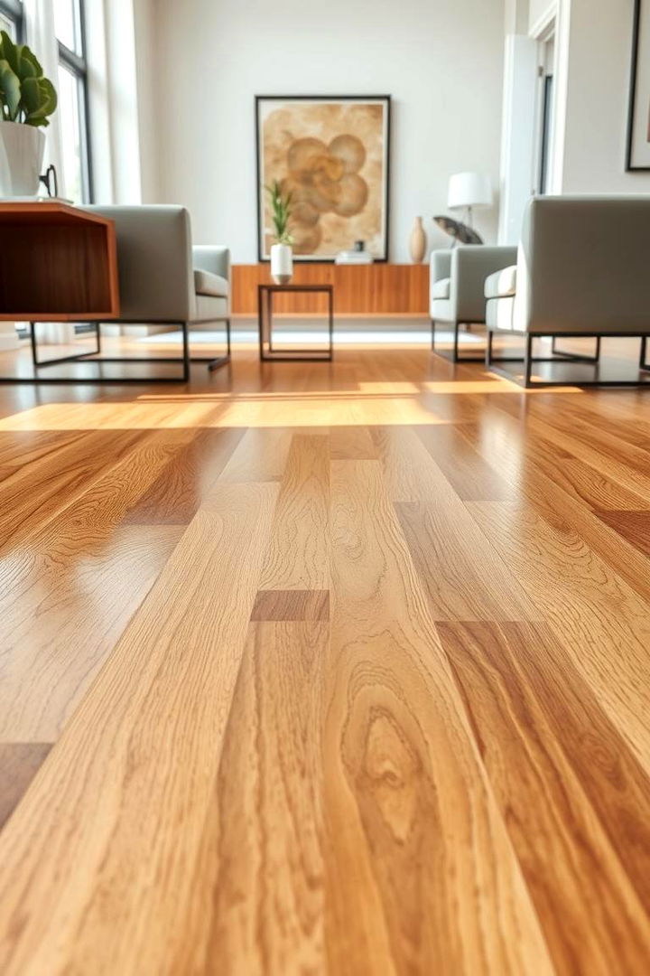Glossy Finish Reflectivity - 22 Living Room Wood Floor Ideas