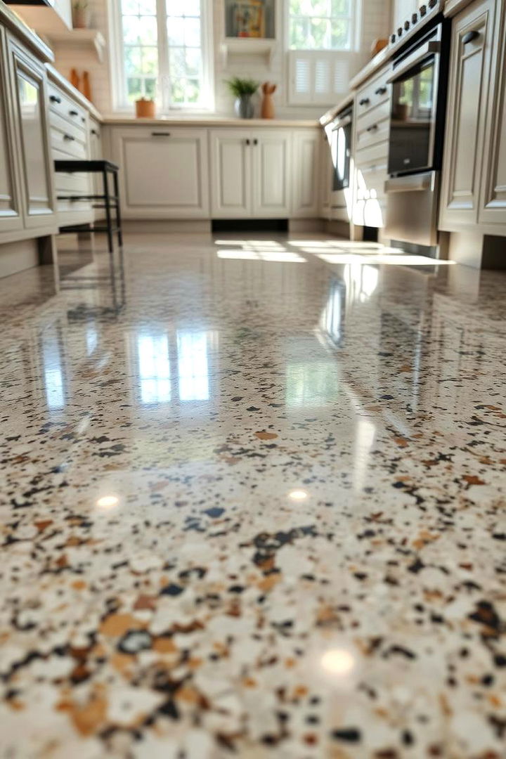 Glossy Finishes that Dazzle - 22 Terrazzo Kitchen Floor Ideas